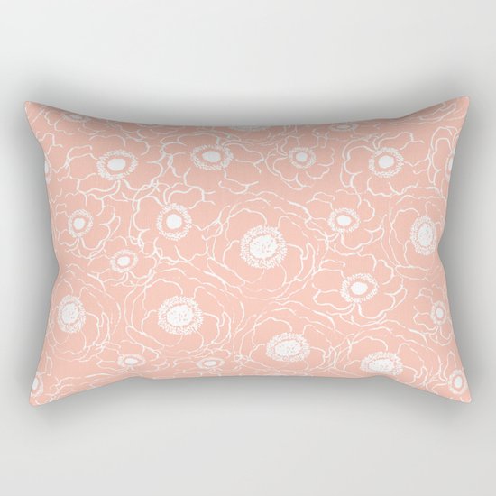 Blush Flowers cute boho modern floral pattern print spring summer garden nature love monochrome Rectangular Pillow