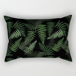 Fern Leaf Pattern on Black Background Rectangular Pillow