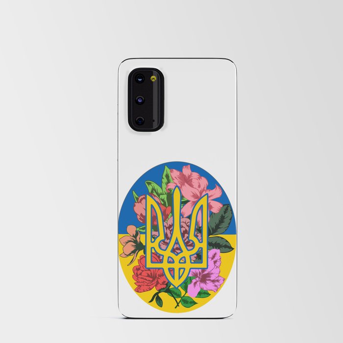 Ukrainian trident and flag of Ukraine with flowers Android Card Case