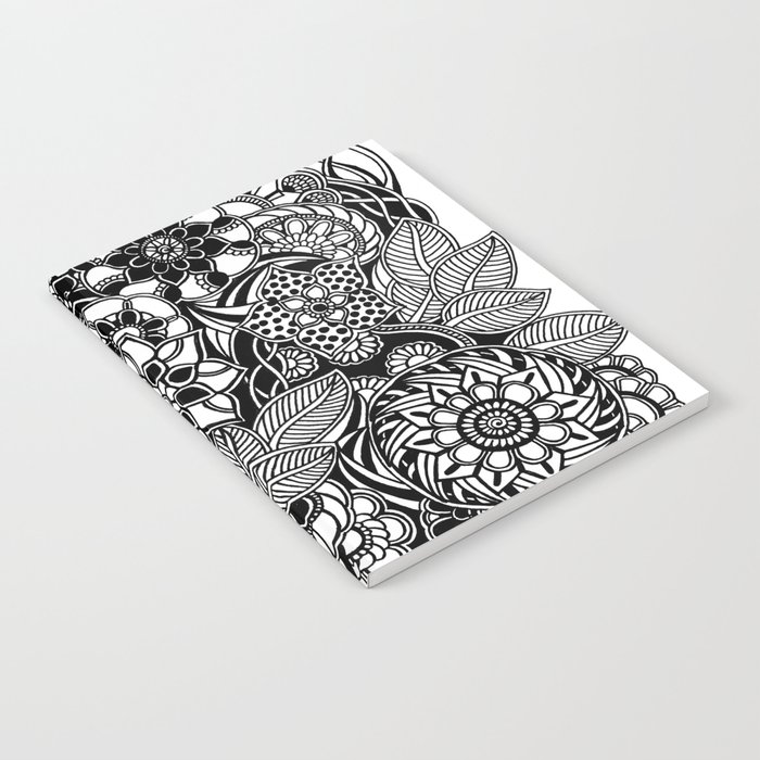 Taman Sari #2 black and white doodle art Notebook by hellomartywoods