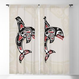 Pacific Northwest Native Orca Killer Whale Blackout Curtain
