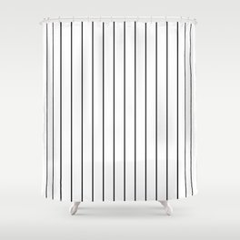 Vertical Stripes in White/Black Shower Curtain