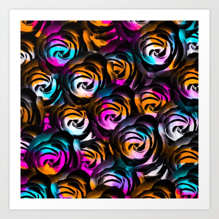 Black Rose Texture Abstract With Painting Abstract In Orange Pink Blue Art Print By Timla Society6