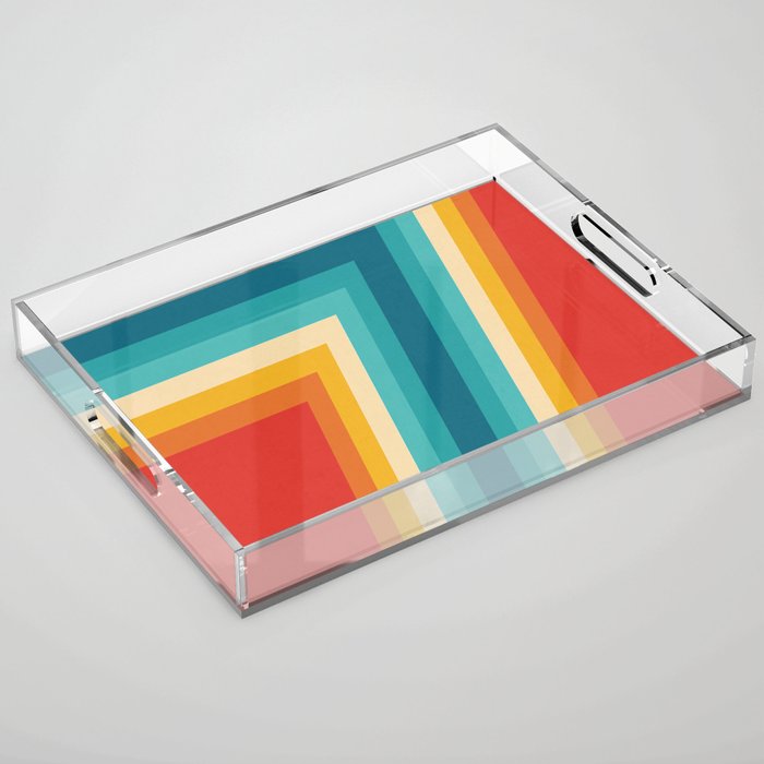 Colorful Retro Stripes  - 70s, 80s Abstract Design Acrylic Tray