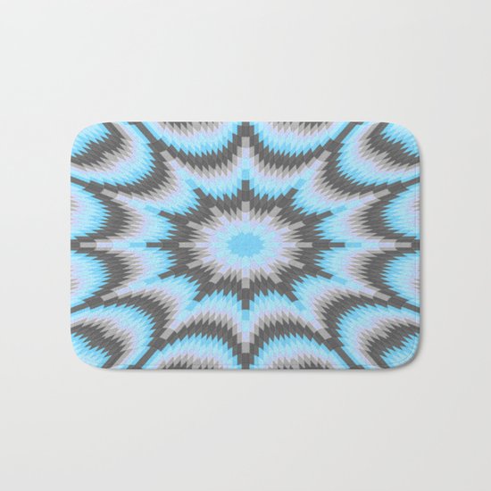 Geometric Burst Blue & Gray Bath Mat