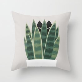 Cat and Plant 22: Sneak Plant Throw Pillow