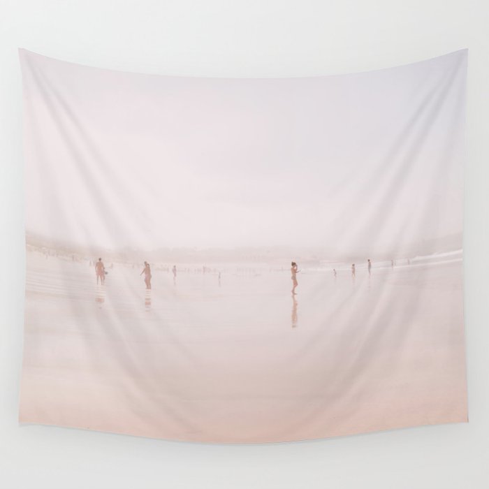 At the Beach 18 - Pastel Beach - Minimal - People - Ocean - Sea Travel photography Wall Tapestry