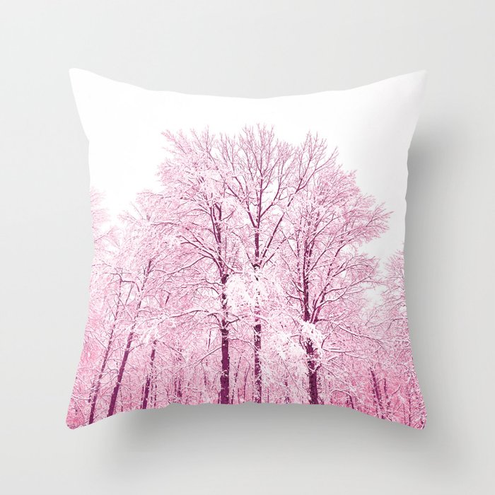 Snowy Dreamy Trees 3 Throw Pillow