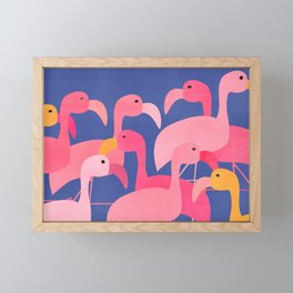 Flamingo Party / Whimsical Bird Illustration Framed Mini Art Print