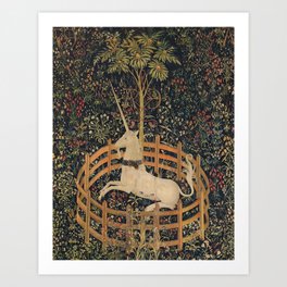 HD Trapped Unicorn Medieval Tapestry Art Print