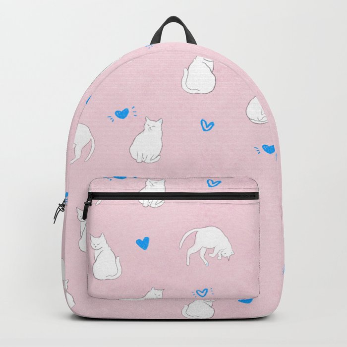 Sleeping Cats With Hearts Pattern/Pink Background Backpack