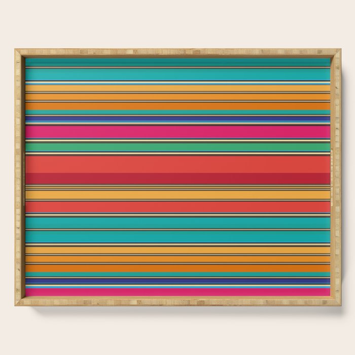 Colorful stripes Serape Saltillo Mexican sarape blanket vibrant zerape jorongo zarape pattern Serving Tray