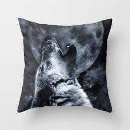 Wolf & Moon Throw Pillow
