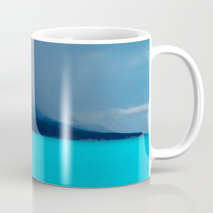 New Zealand Photography - Beautiful Turquoise Water By The Mountains Coffee Mug