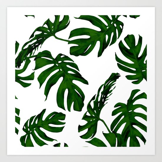 Simply Tropical Palm Leaves in Jungle Green Art Print