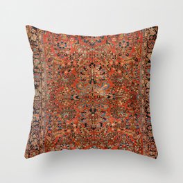 Persia Sarouk 19th Century Authentic Colorful Red Yellow Leaf Vintage Patterns Throw Pillow