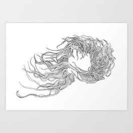 Hair in the Wind, in transparent/black Art Print