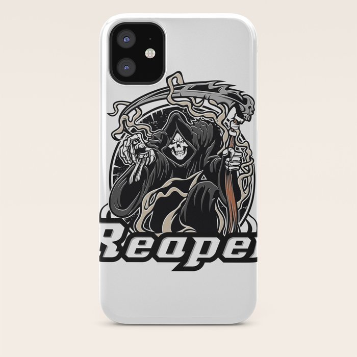 Illustration Of Grim Reaper On White Background Iphone Case By