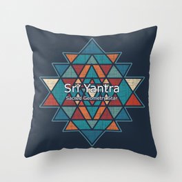 Sri Yantra - Sacred Geometry Star Throw Pillow
