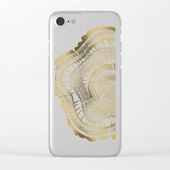 Gold Tree Rings Clear iPhone Case