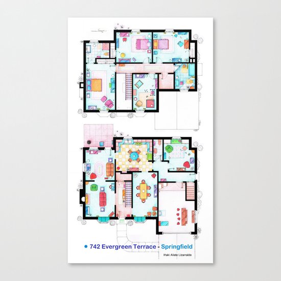 The house of Simpson family - Both floorplans Canvas Print