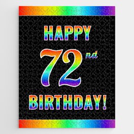 [ Thumbnail: Fun, Colorful, Rainbow Spectrum “HAPPY 72nd BIRTHDAY!” Jigsaw Puzzle ]