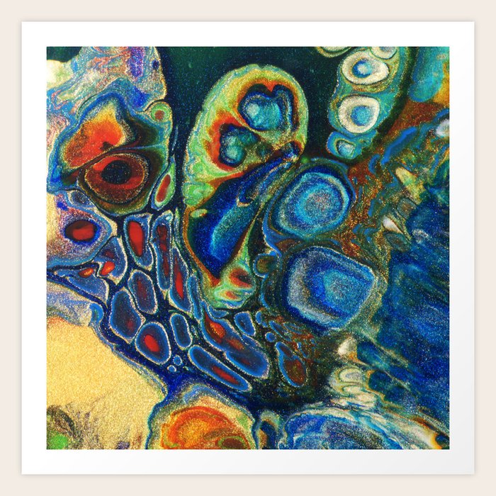 Blue Green Black Red Yellow Lava Lamp Art Print