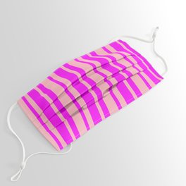 [ Thumbnail: Light Pink & Fuchsia Colored Striped/Lined Pattern Face Mask ]