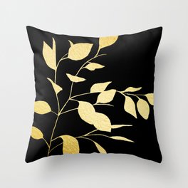 Gold & Black Leaves Throw Pillow