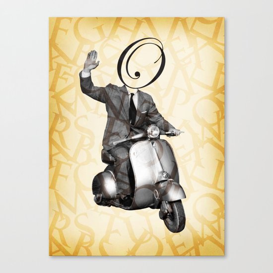 Mr O on his vespa Canvas Print
