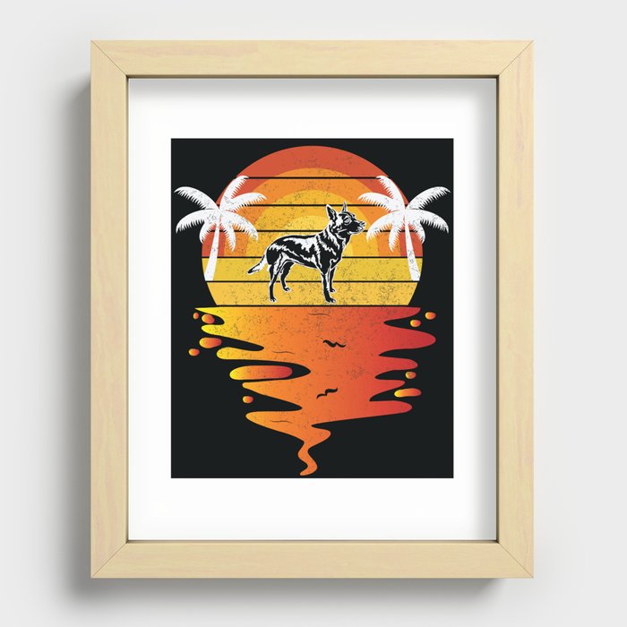 Australian Cattle retro sunset vintage Australian Cattle Dog Recessed Framed Print