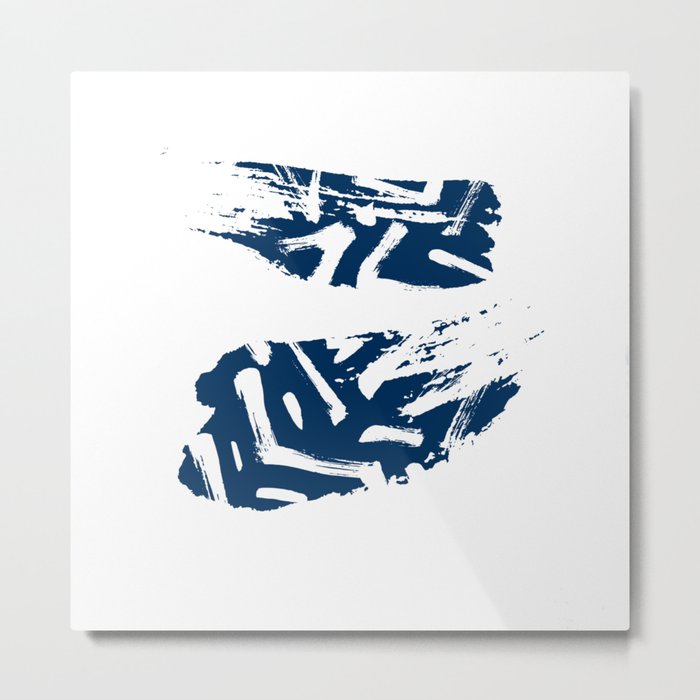 Blue Zen Minimal Abstract Art Pattern Metal Print