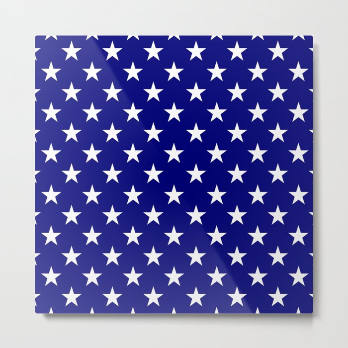 Stars Texture (White & Navy Blue) Metal Print