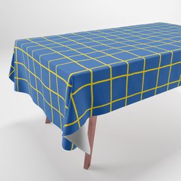 Azure Blue Yellow Thin Square Grid Pattern 2 100% Commission Donated To IRC Read Bio Tablecloth