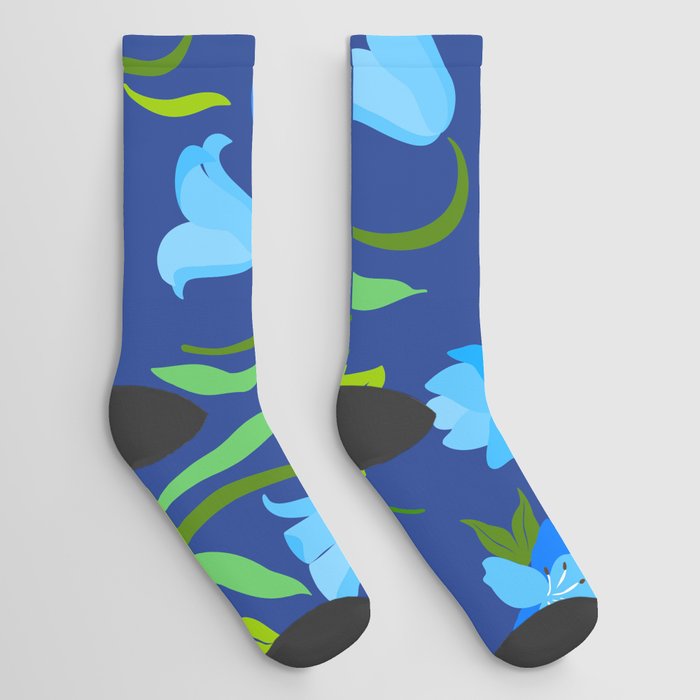 Sea-Blue Fleurz Socks