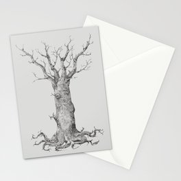 Winter Tree in Gloomy Grey Stationery Cards