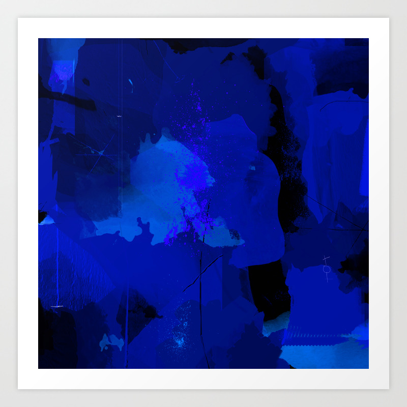 Night Blue Strokes Dark Blue And Black Abstract Painting B01yk Art