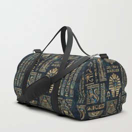 Egyptian hieroglyphs and deities -Abalone and gold Duffle Bag