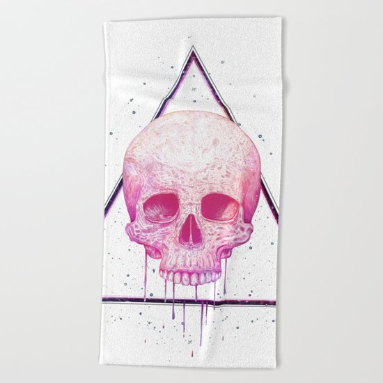 Skull in triangle Beach Towel