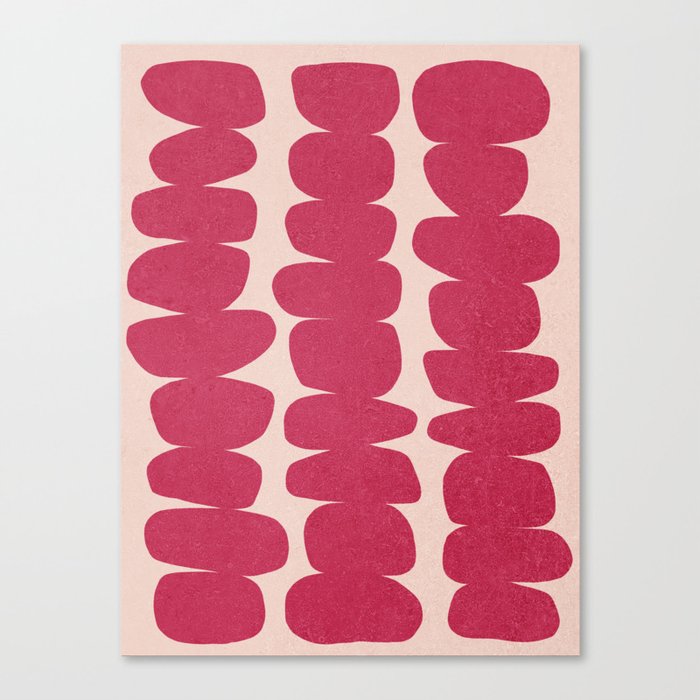Zen Pebble Pattern - Viva Magenta on Blush Canvas Print