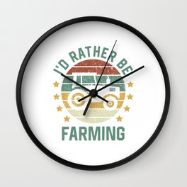 I'd rather be farming  TShirt Retro Shirt Vintage Gift Idea  Wall Clock