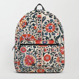 Shakhrisyabz Suzani  Uzbekistan Antique Floral Embroidery Print Backpack | Rug, Oriental, Bohemian, Tribal, Beautiful, Ethnic, Flower, Flowers, Retro, Outdoor 