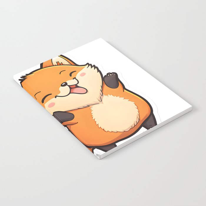 Kawaii Cute Red Fox Smiling and Playing Notebook