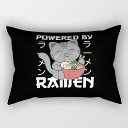 Powered By Ramen Cute Cat Eats Ramen Rectangular Pillow