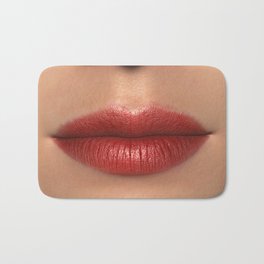 Lipstick Red Female Lips Close up Bath Mat | Loving, Closeup, Lipstick, Graphicdesign, Romantic, Seductive, Attractive, Lips, Nose, Red 