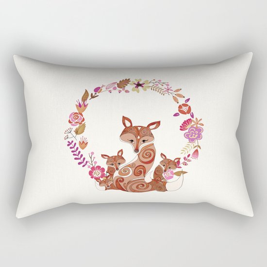 FOX & FLOWERS Rectangular Pillow