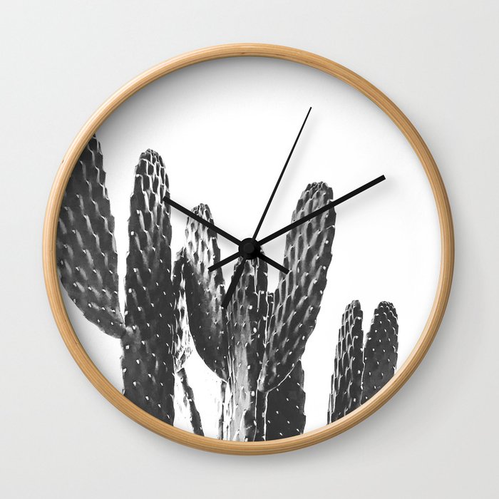 Cactus Photography Print {3 of 3} | B&W Succulent Plant Nature Western Desert Design Decor Wall Clock