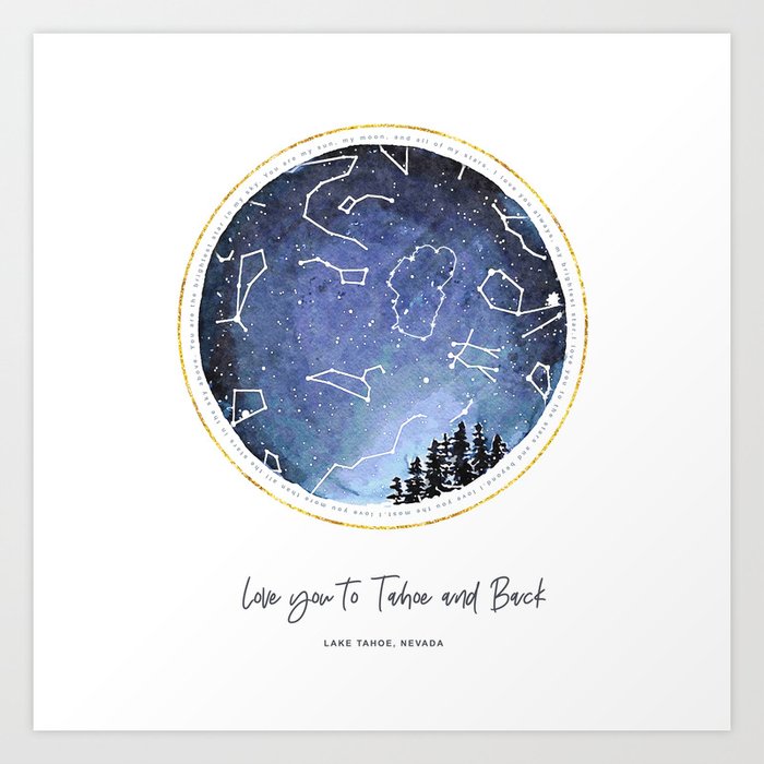 Love You to Tahoe and Back Nevada Version Art Print