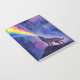 Galaxy Wolf Howling Rainbow Notebook
