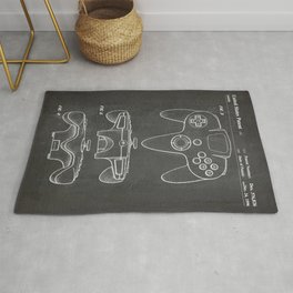 Video Game Controller Patent - Retro Gaming Game Room Art - Black Chalkboard Rug | Graphicdesign, Gameconsole, Videogamergift, Pcgaming, Patentart, Streamer, Housewarming, Gamer, Husbandgift, Dormroom 